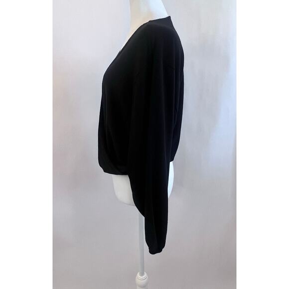 BEYOND YOGA WOMENS CROPPED LONG SLEEVE WRAP FRONT TOP BLACK SIZE MEDIUM - Picture 4 of 13